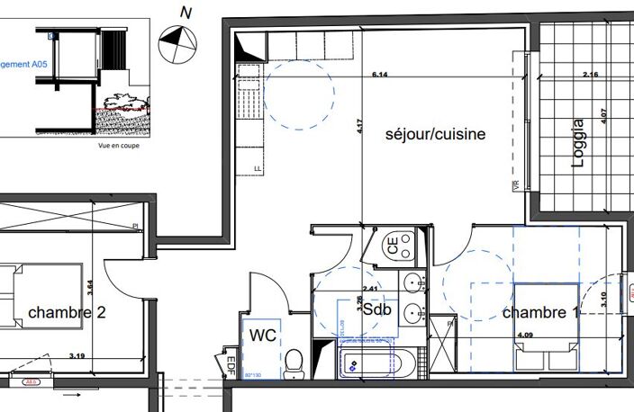 Appartement T3 71m² avec balcon et parking — photo 2
