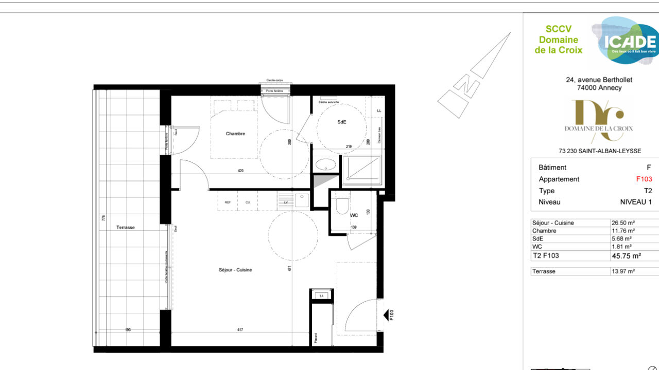 appartement 2 pièces 45 m2 à vendre à Saint-Alban-Leysse (73230)