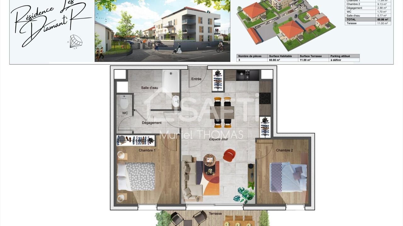 appartement 3 pièces 60 m2 à vendre à Vézeronce-Curtin (38510)