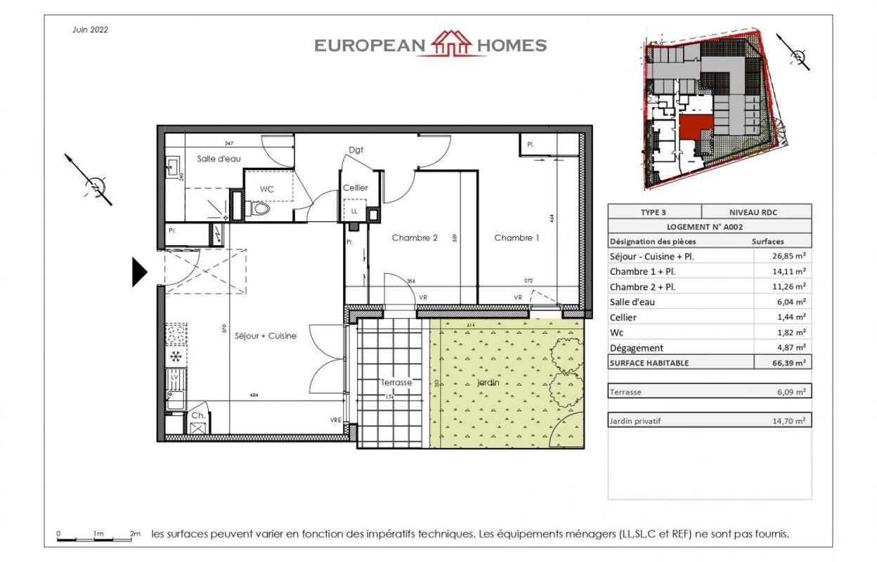 appartement 2 pièces 66 m2 à vendre à La Chevrolière (44118)