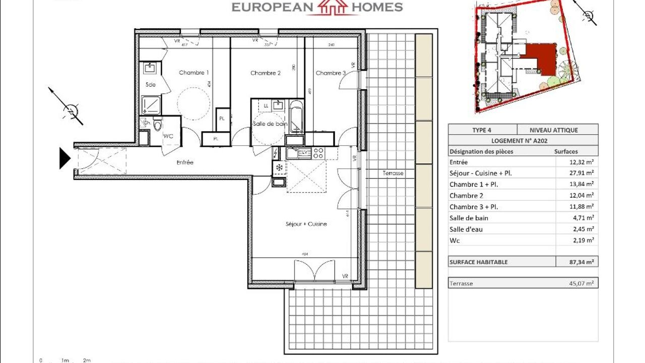 appartement 4 pièces 87 m2 à vendre à La Chevrolière (44118)