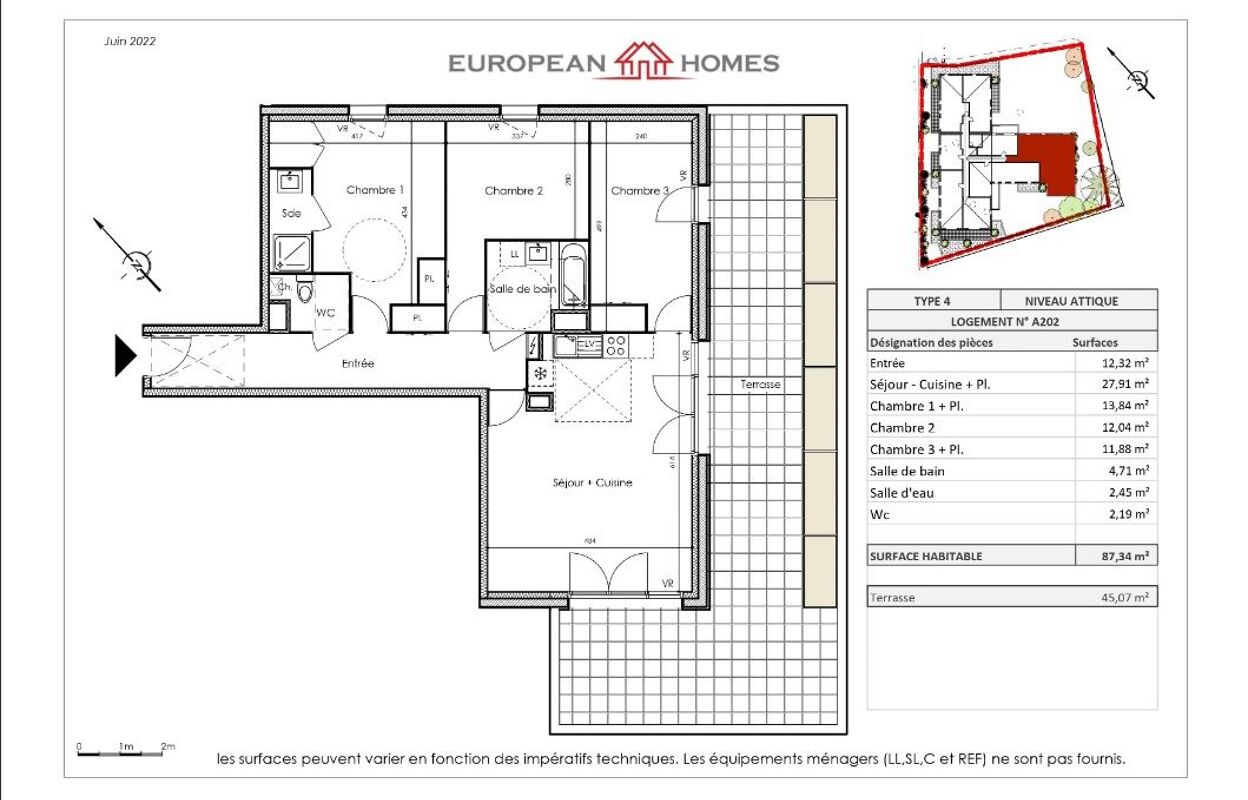 appartement 4 pièces 87 m2 à vendre à La Chevrolière (44118)