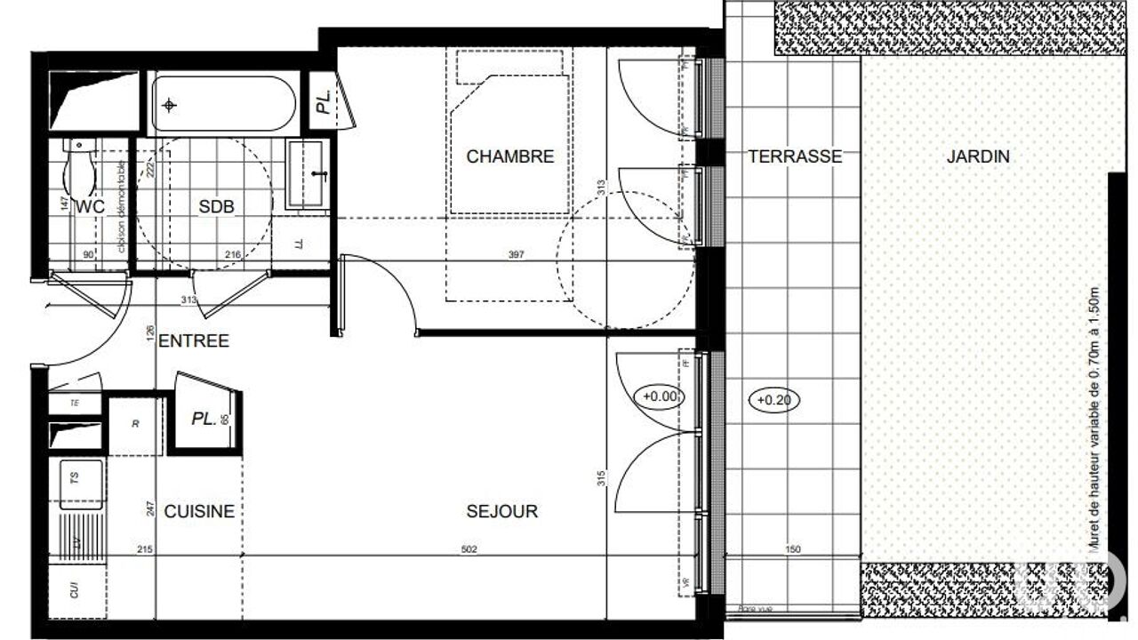 appartement 2 pièces 42 m2 à vendre à Brunoy (91800)