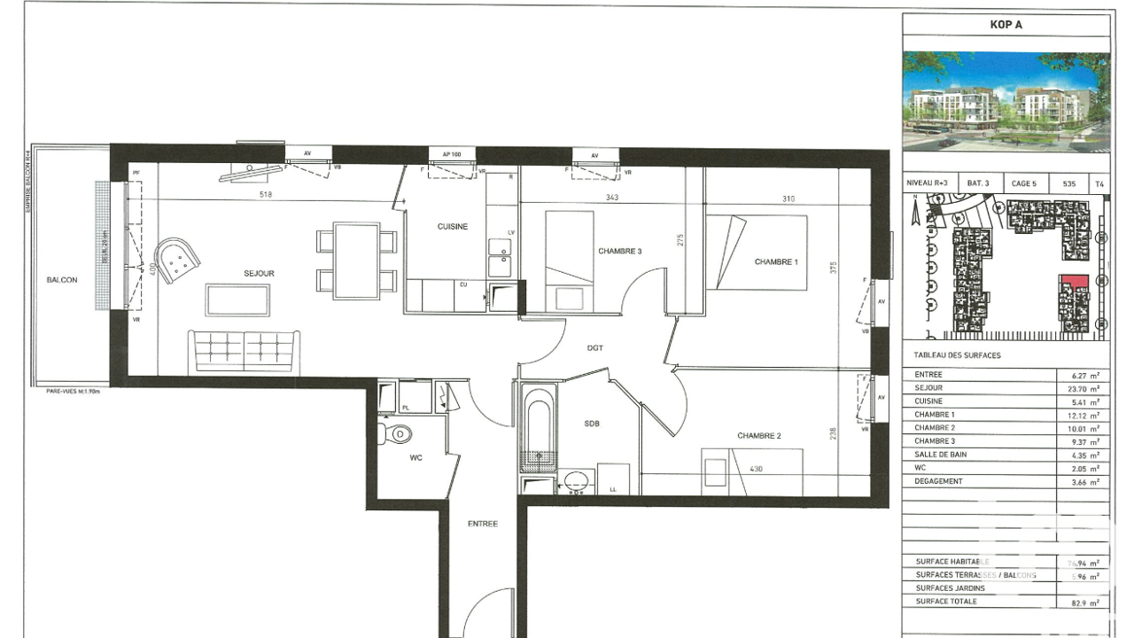 appartement 4 pièces 83 m2 à vendre à Trappes (78190)