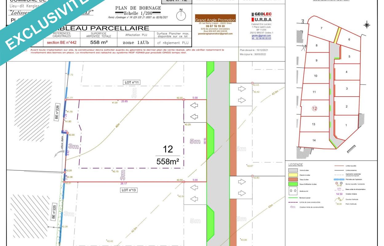 terrain  pièces 558 m2 à vendre à Cléder (29233)