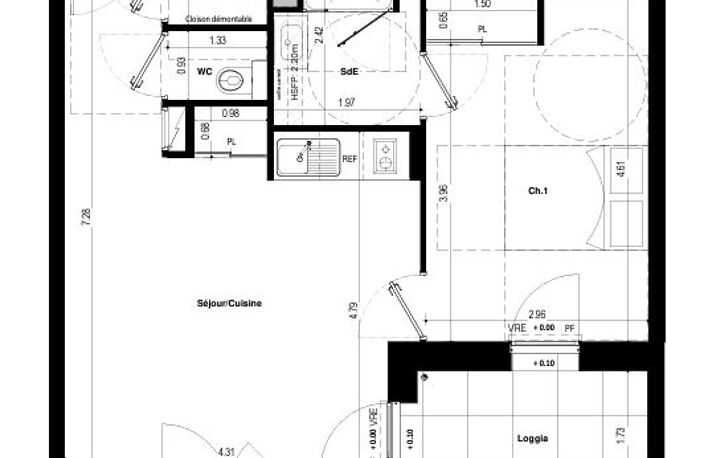 RENNES Boulevard MERMOZ - T2 de 45.59 m² avec parking — photo 3