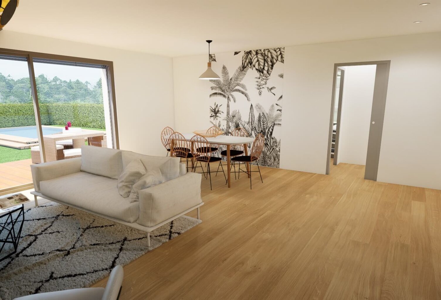 Maison moderne en L - Terrain: 416 m² — photo 1