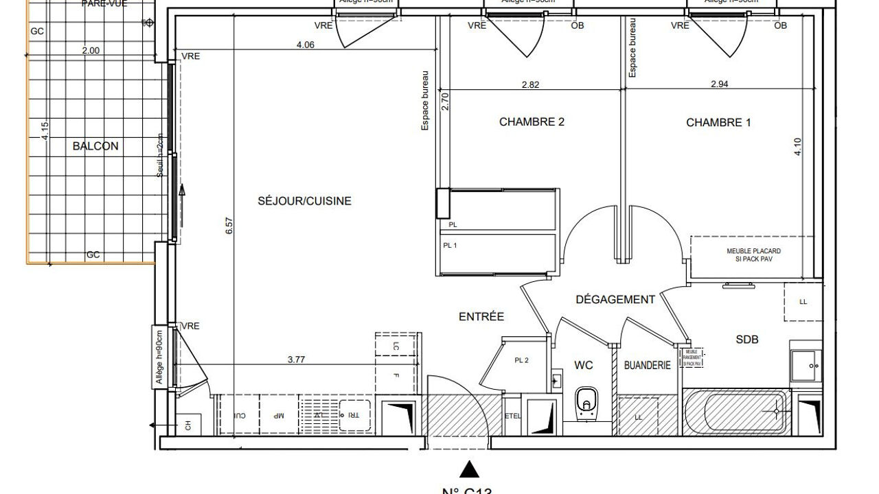 appartement 3 pièces 62 m2 à vendre à Bernin (38190)