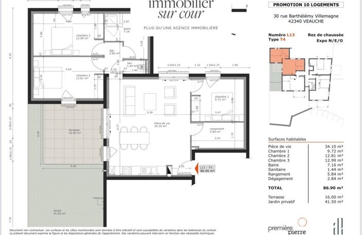 Dernier lot- Veauche - Appartement Rez de jardin type F4 — photo 4
