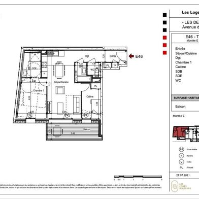 Appartement 3 pièces 61 m²