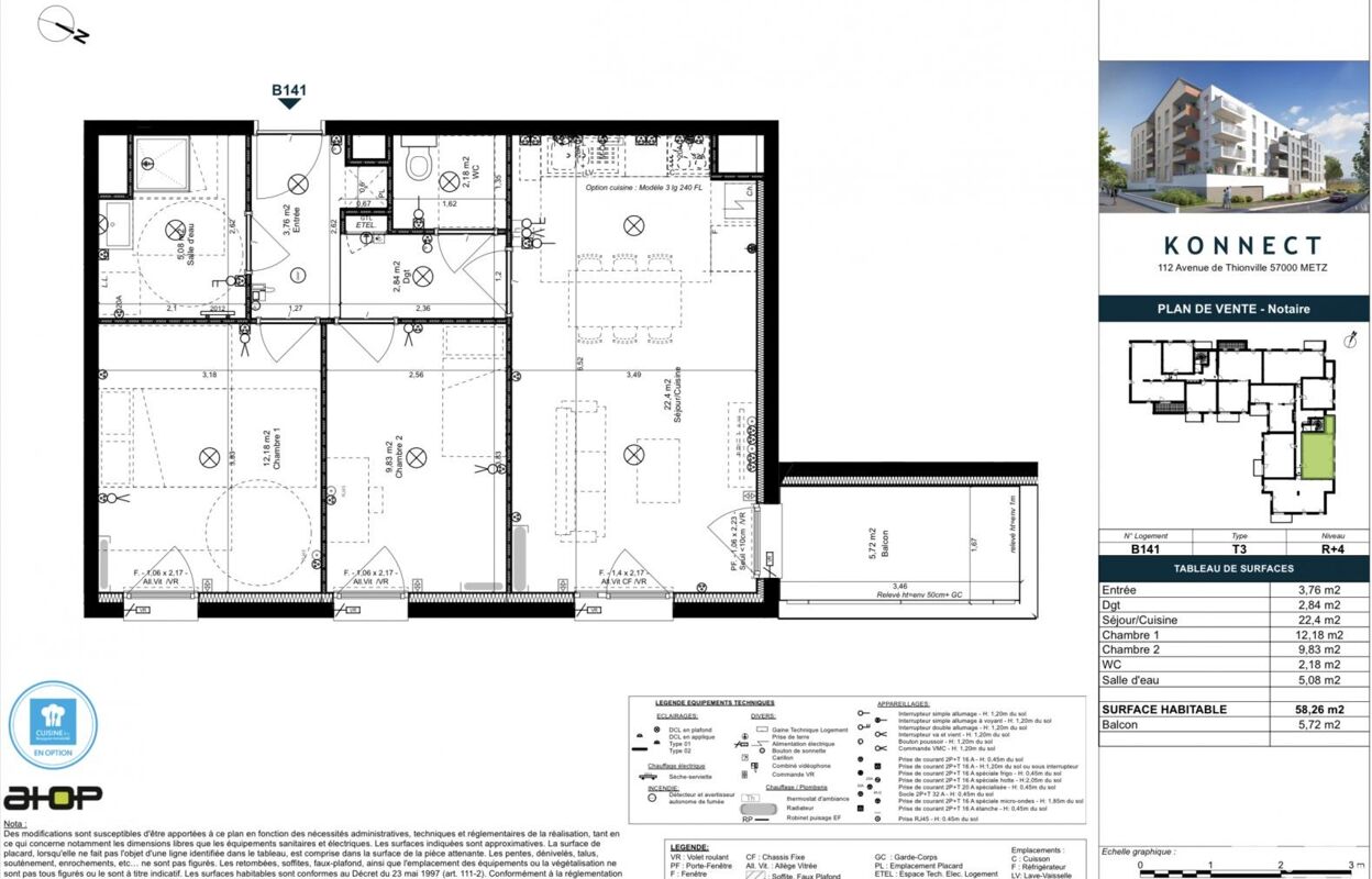 appartement 3 pièces 59 m2 à vendre à Metz (57050)