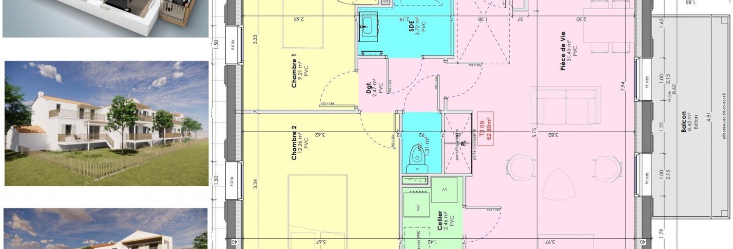 Appartement 3 Pièces 63 m² à vendre à Barbâtre (85630)