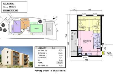Appartement 3 pièces 213900 €