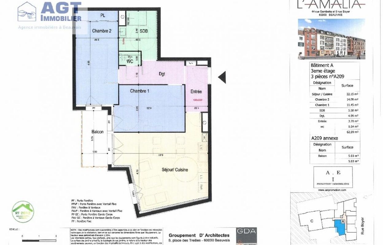 appartement 3 pièces 63 m2 à vendre à Beauvais (60000)