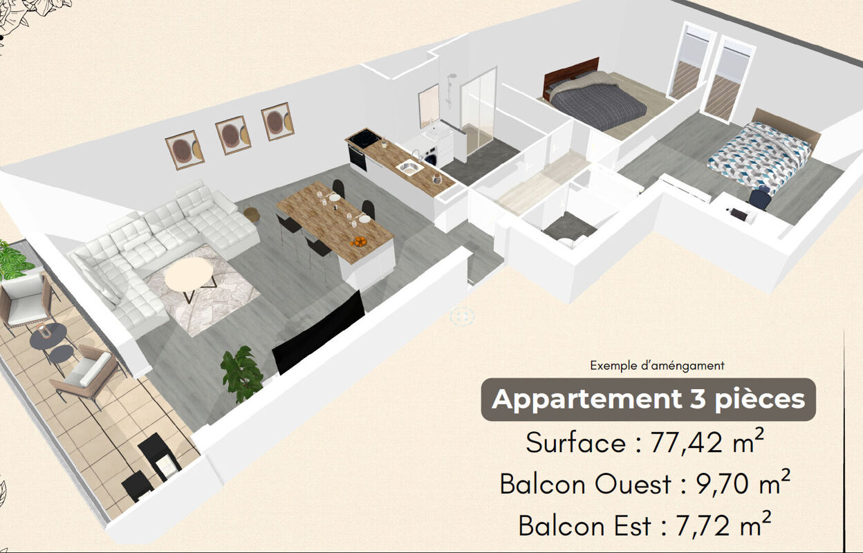 appartement 3 pièces 77 m2 à vendre à La Membrolle-sur-Choisille (37390)