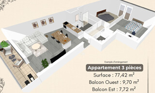 Appartement 3 Pièces 77 m² à vendre à La Membrolle-sur-Choisille (37390)