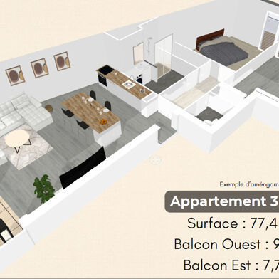 Appartement 3 pièces 77 m²