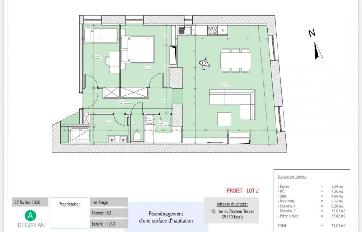 appartement 2 pièces 73 m2 à vendre à Écully (69130)