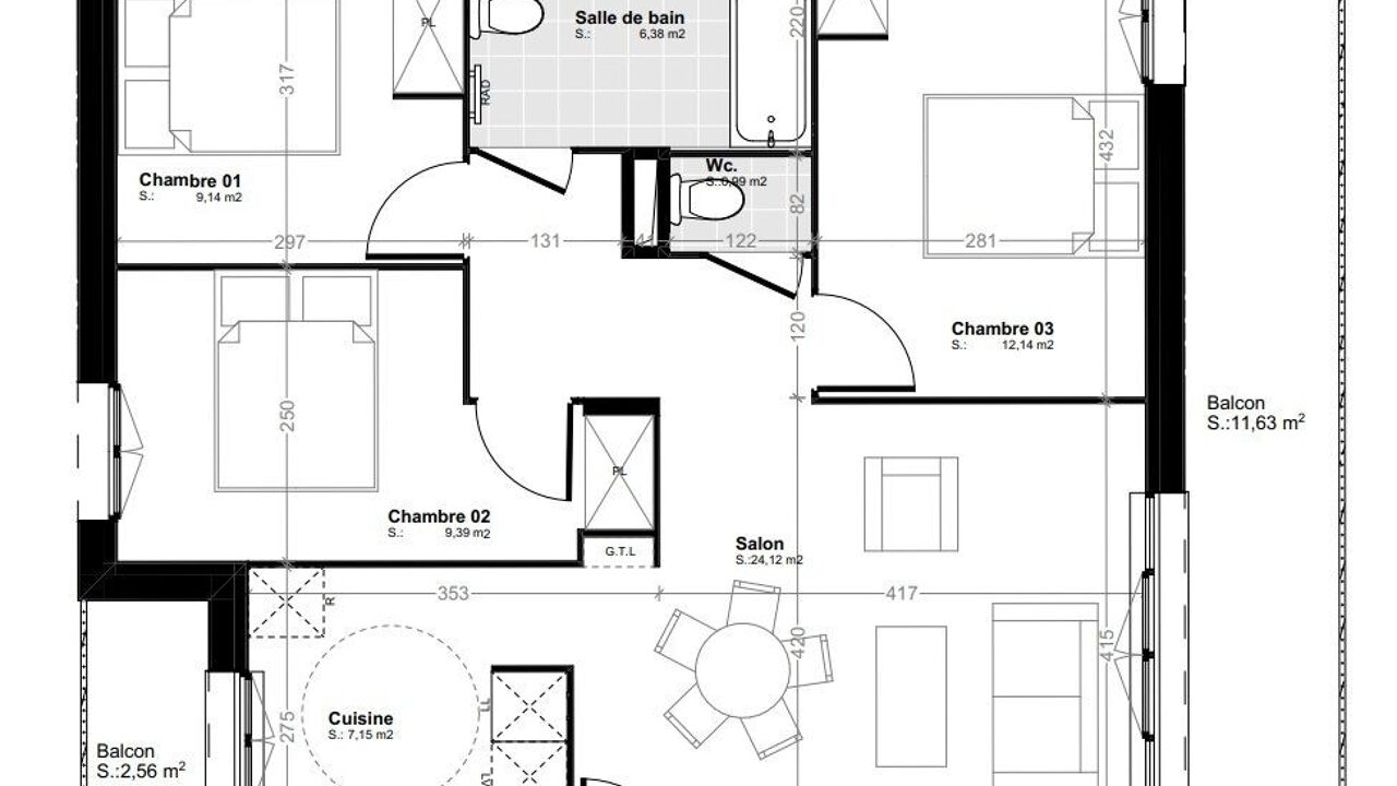 appartement 4 pièces 69 m2 à vendre à Melun (77000)