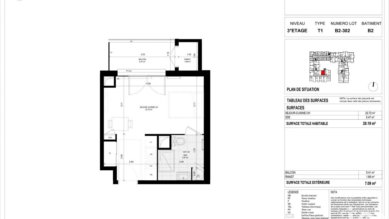 appartement 1 pièces 28 m2 à vendre à Meaux (77100)