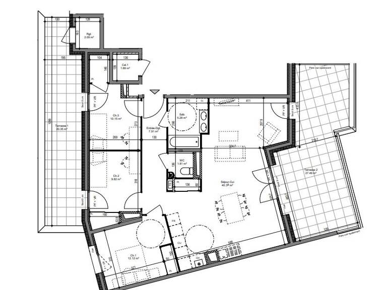 COGNIN - APPARTEMENT T4, DE 87.47m² CARREZ AVEC 2 TERRASSES DE 27.49m² ET 20.35m² — photo 1
