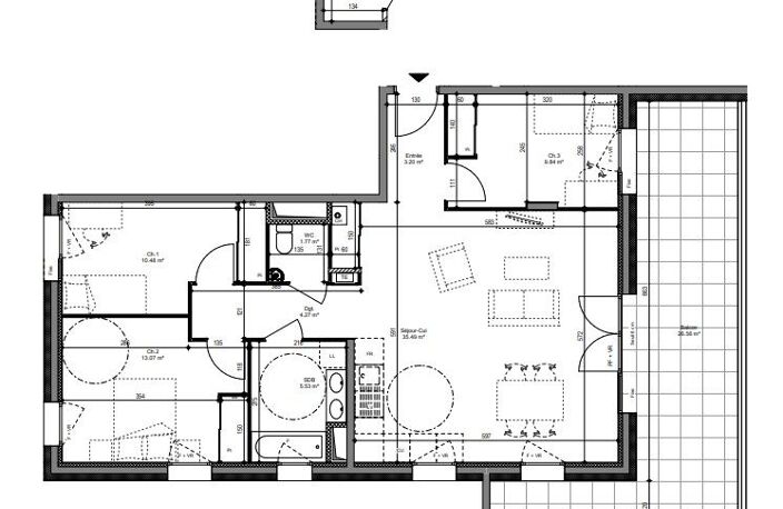 COGNIN - APPARTEMENT T4, DE 83.65m² CARREZ AVEC BALCON DE 26.56m² — photo 2