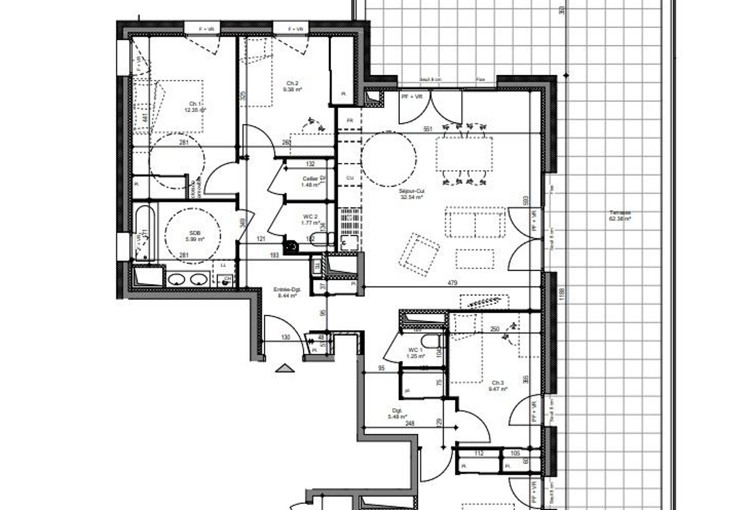 COGNIN - APPARTEMENT T4, DE 101.09m² CARREZ AVEC TERRASSE DE 62.38m² — photo 1