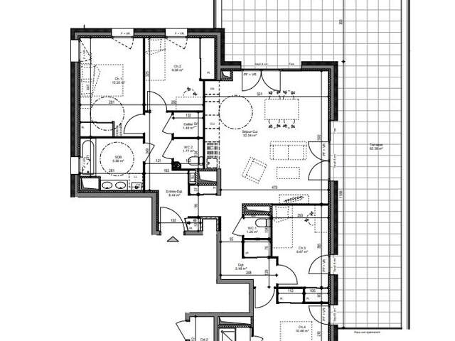 COGNIN - APPARTEMENT T4, DE 101.09m² CARREZ AVEC TERRASSE DE 62.38m² — photo du bien