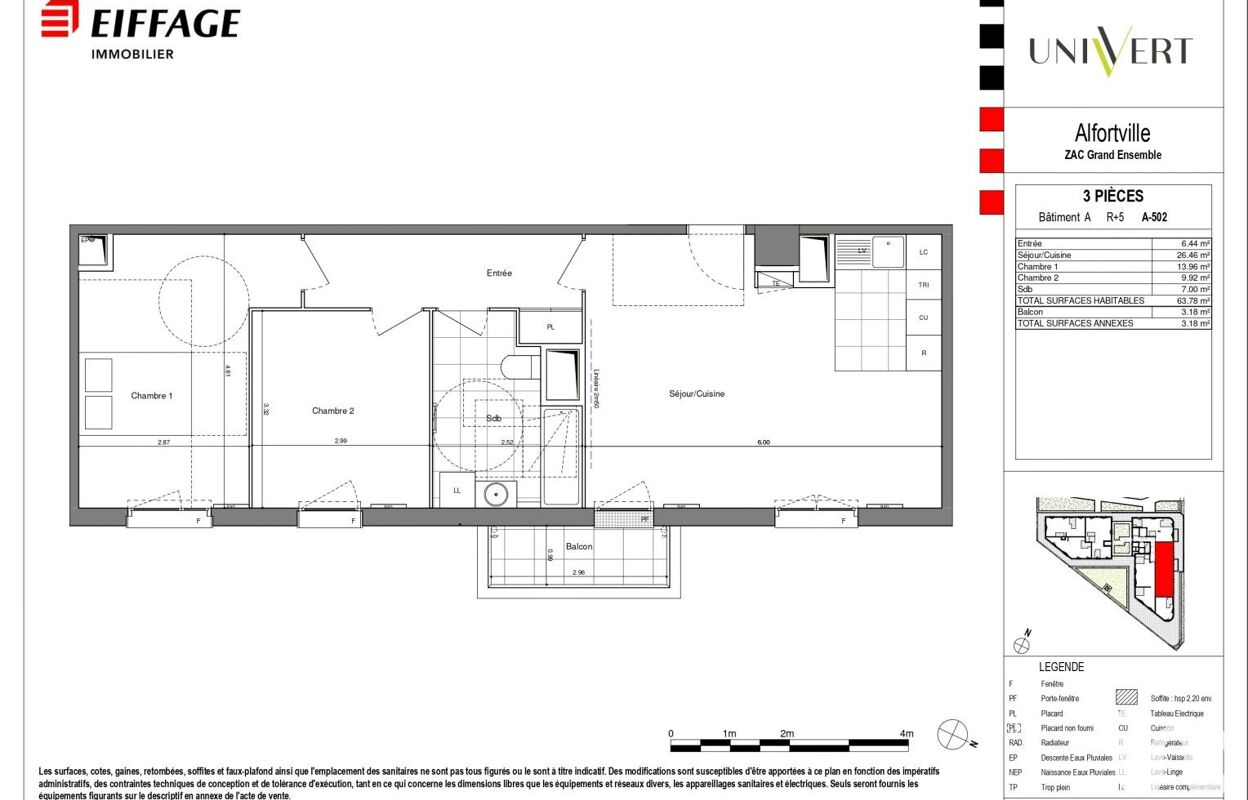 appartement 3 pièces 64 m2 à vendre à Alfortville (94140)