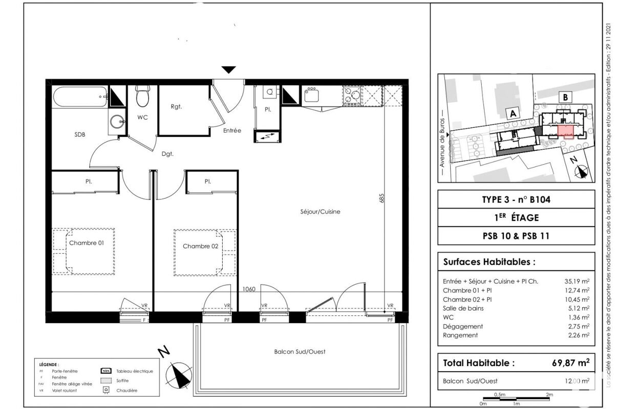 appartement 3 pièces 69 m2 à vendre à Pau (64000)