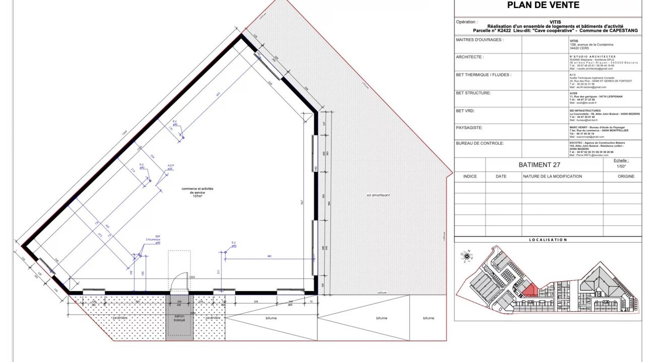 commerce  pièces 137 m2 à vendre à Capestang (34310)