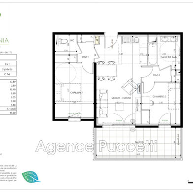 Appartement 3 pièces 312000 €