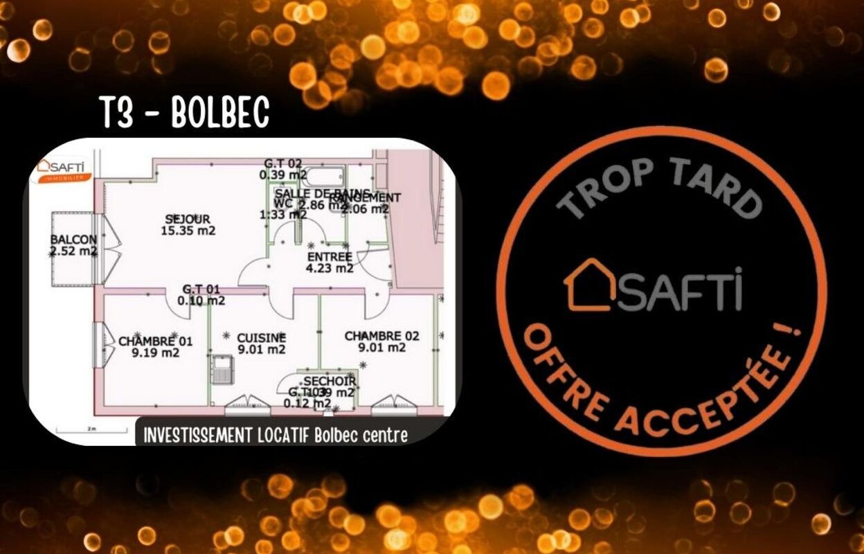 appartement 3 pièces 53 m2 à vendre à Bolbec (76210)