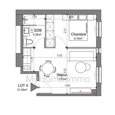 Appartement 2 pièces 31 m²