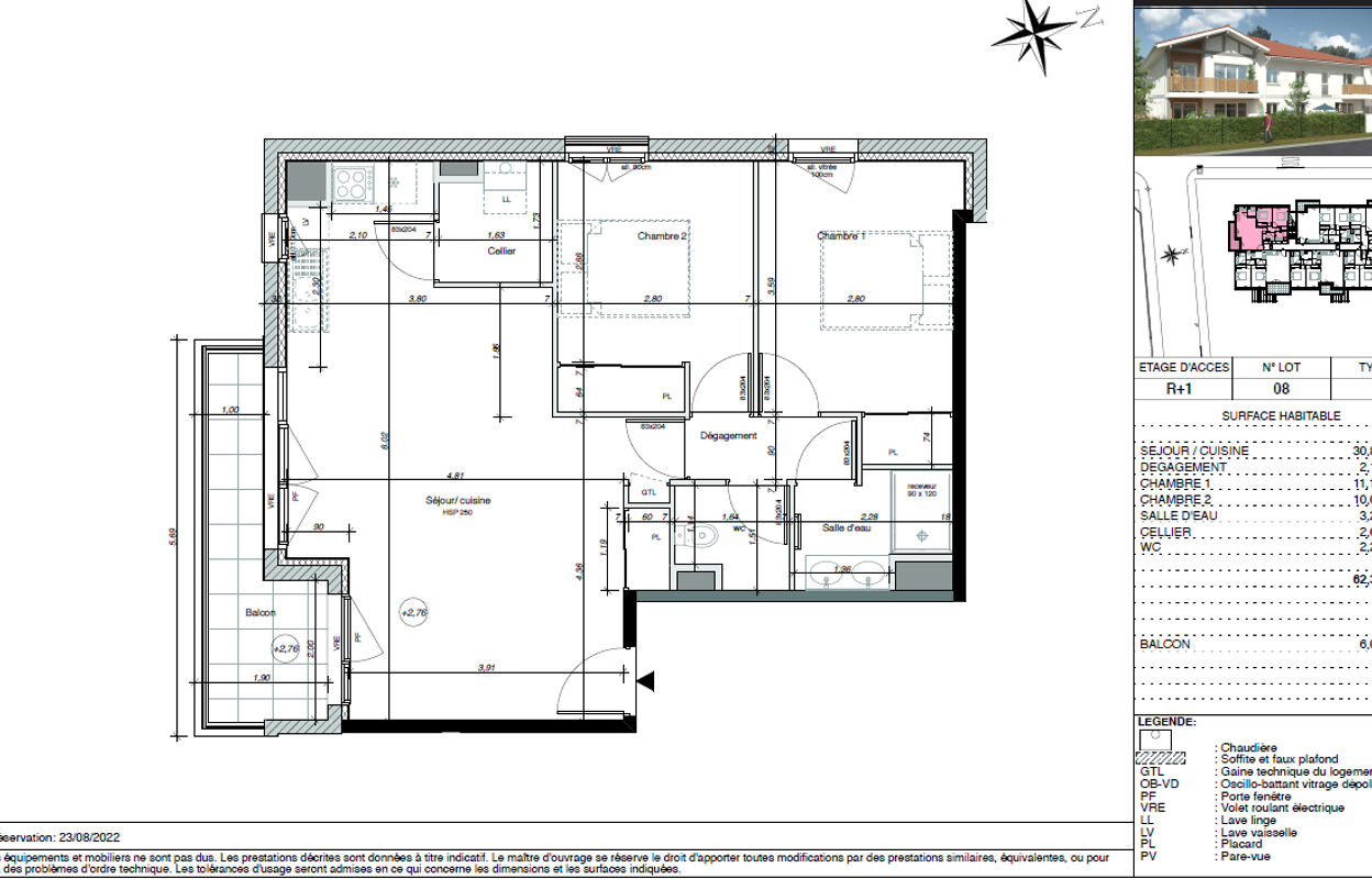 appartement 3 pièces 62 m2 à vendre à Biscarrosse (40600)