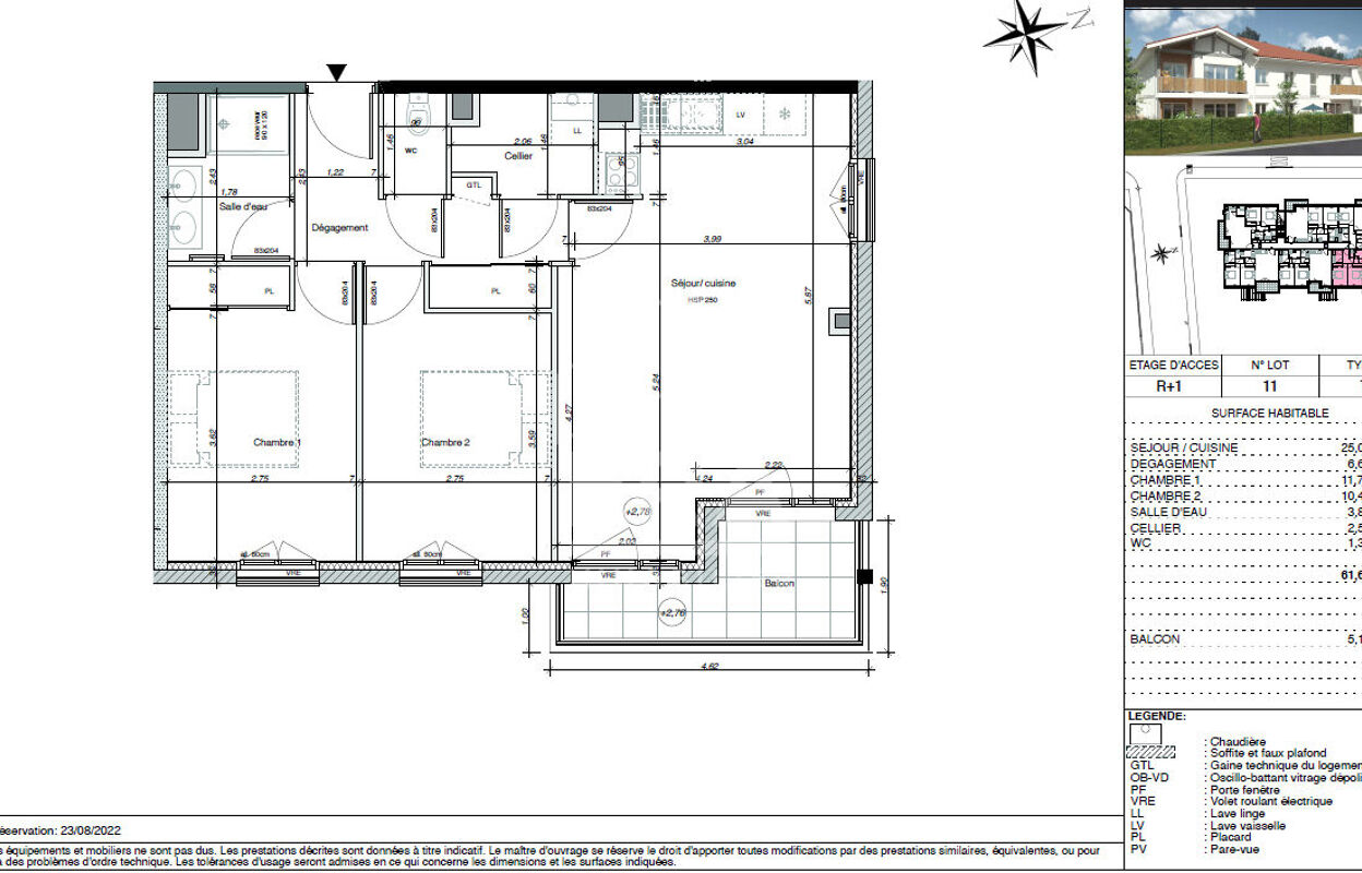 appartement 3 pièces 61 m2 à vendre à Biscarrosse (40600)