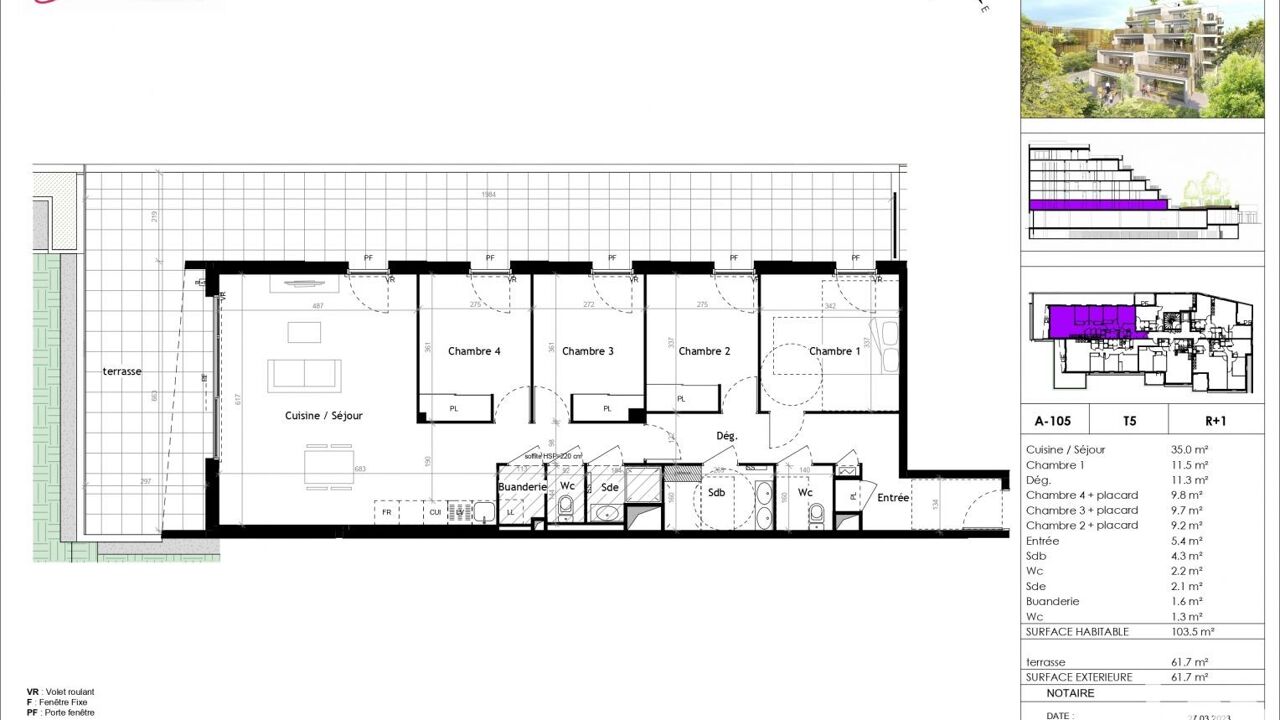 appartement 5 pièces 103 m2 à vendre à Roanne (42300)
