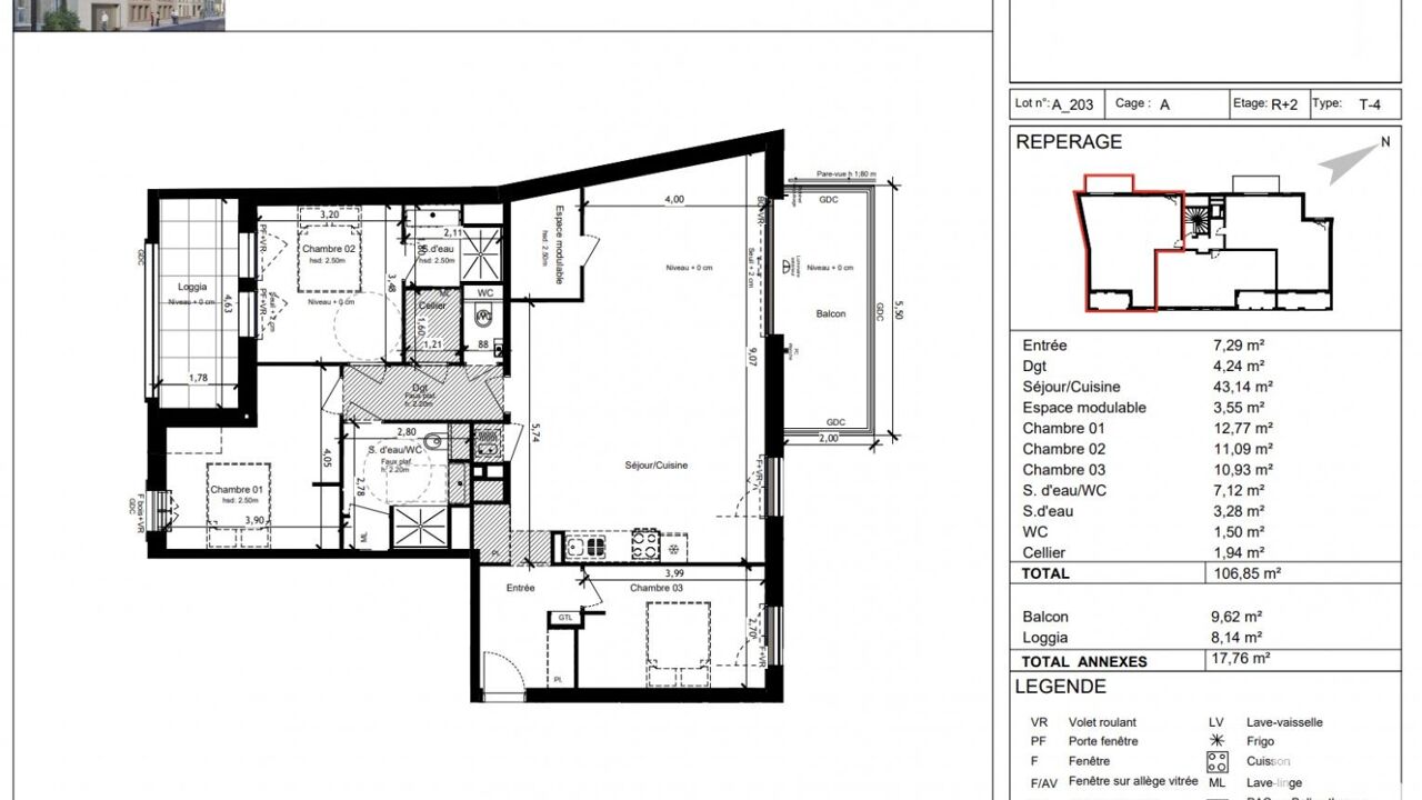 appartement 4 pièces 107 m2 à vendre à Orléans (45000)