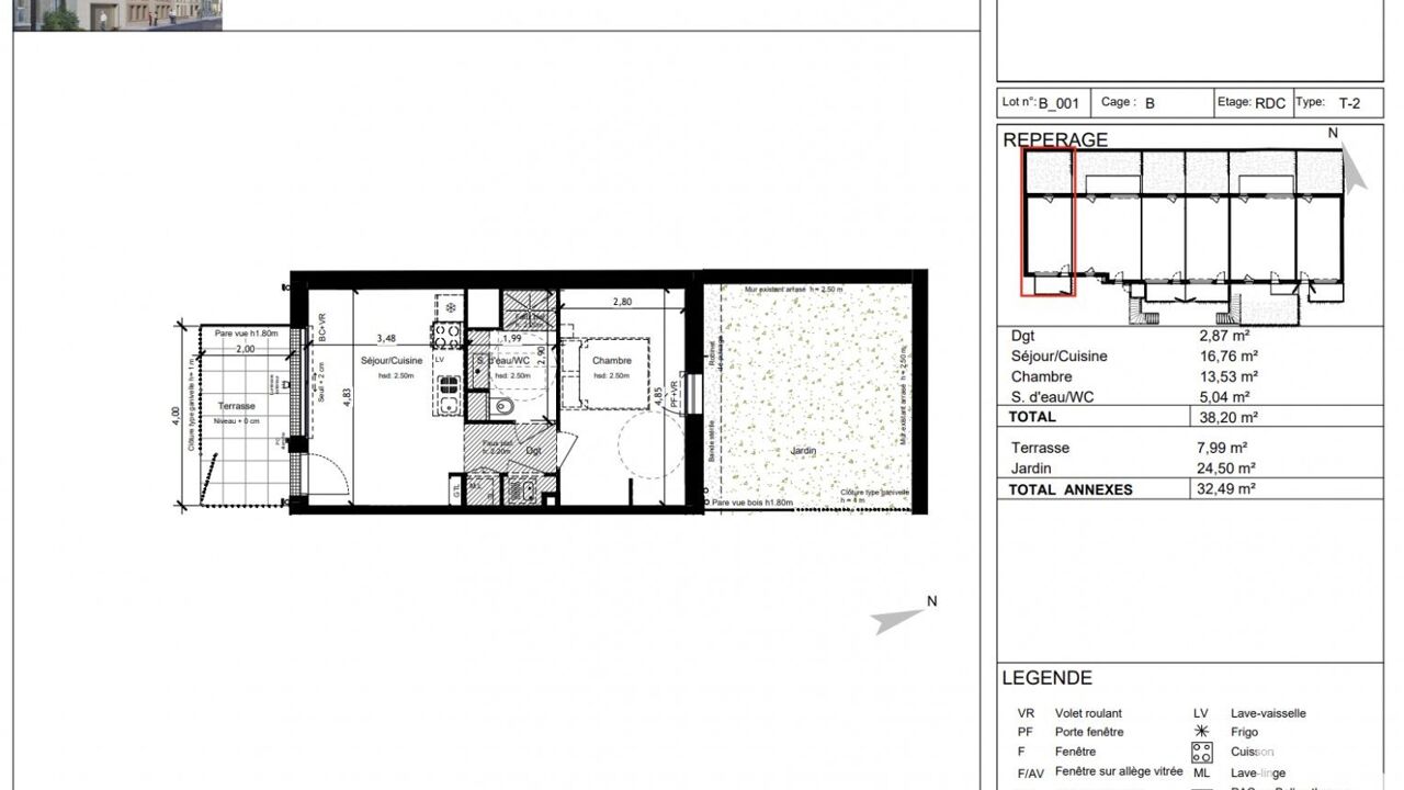 appartement 2 pièces 38 m2 à vendre à Orléans (45000)