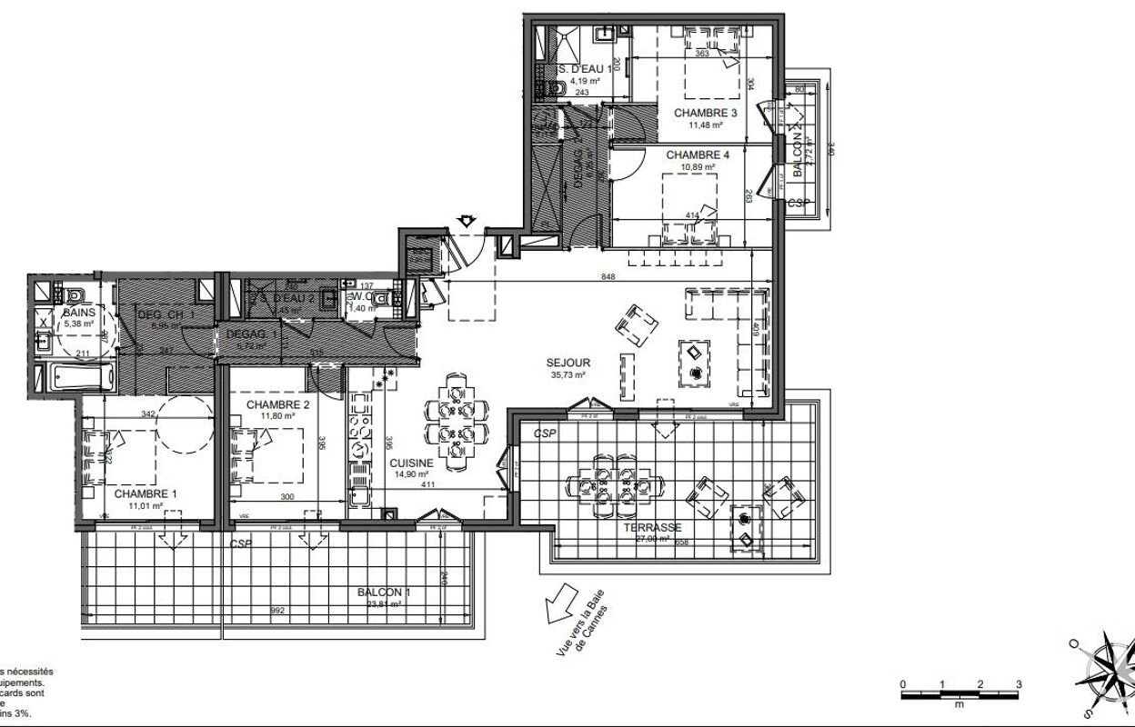 appartement 5 pièces 130 m2 à vendre à Le Cannet (06110)