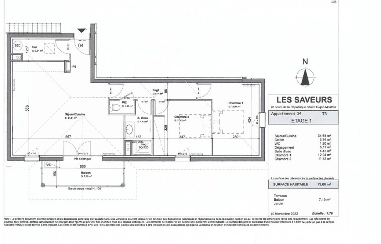 appartement 3 pièces 73 m2 à vendre à Gujan-Mestras (33470)