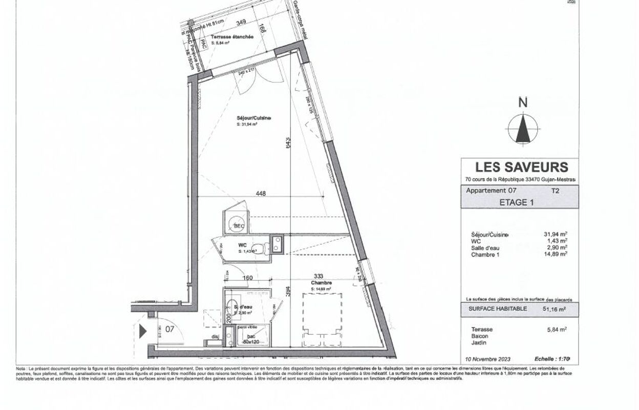 appartement 2 pièces 51 m2 à vendre à Gujan-Mestras (33470)