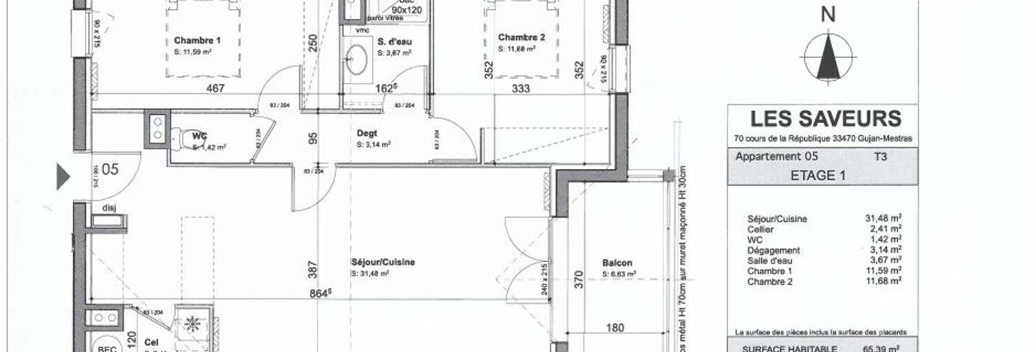 Appartement 3 Pièces 65 m² à vendre à Gujan-Mestras (33470)