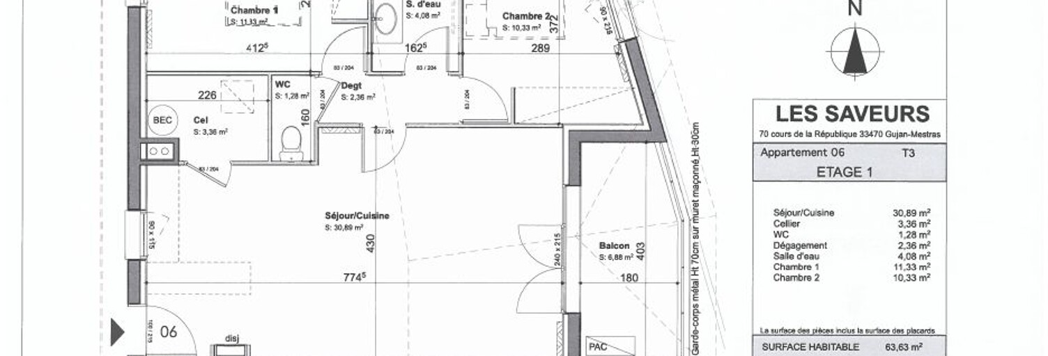 Appartement 3 Pièces 63 m² à vendre à Gujan-Mestras (33470)