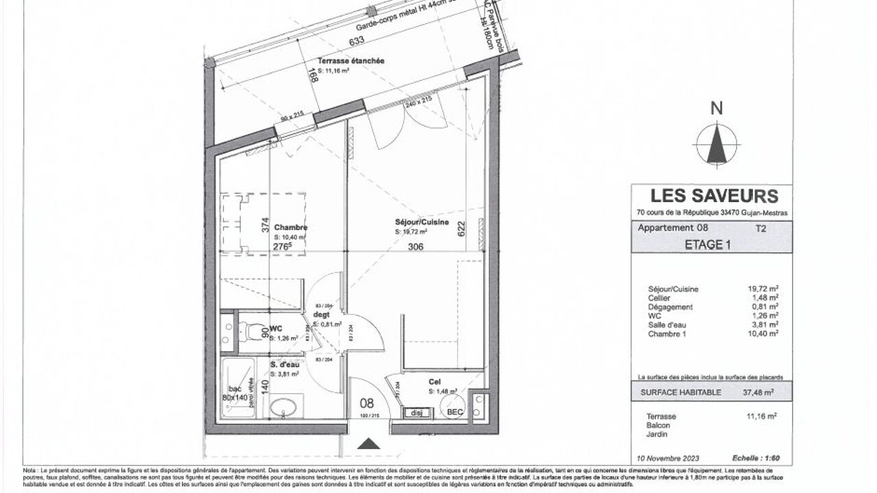appartement 2 pièces 37 m2 à vendre à Gujan-Mestras (33470)