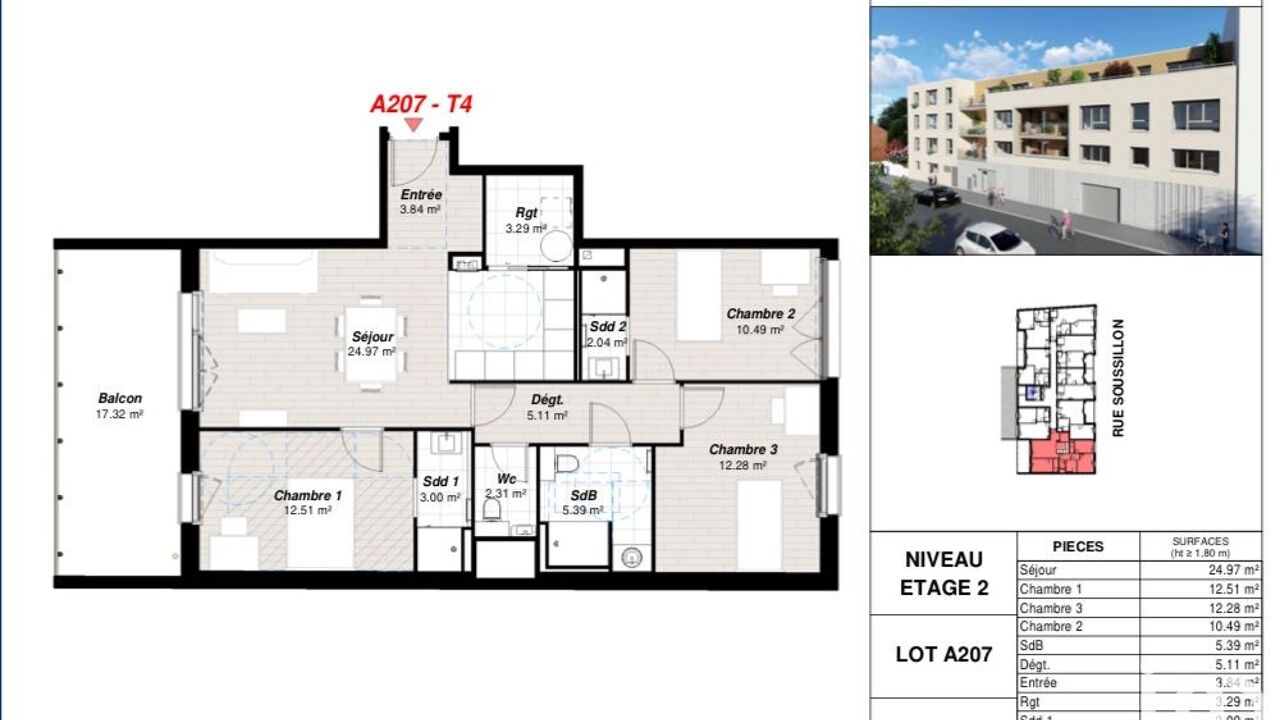 appartement 4 pièces 84 m2 à vendre à Reims (51100)