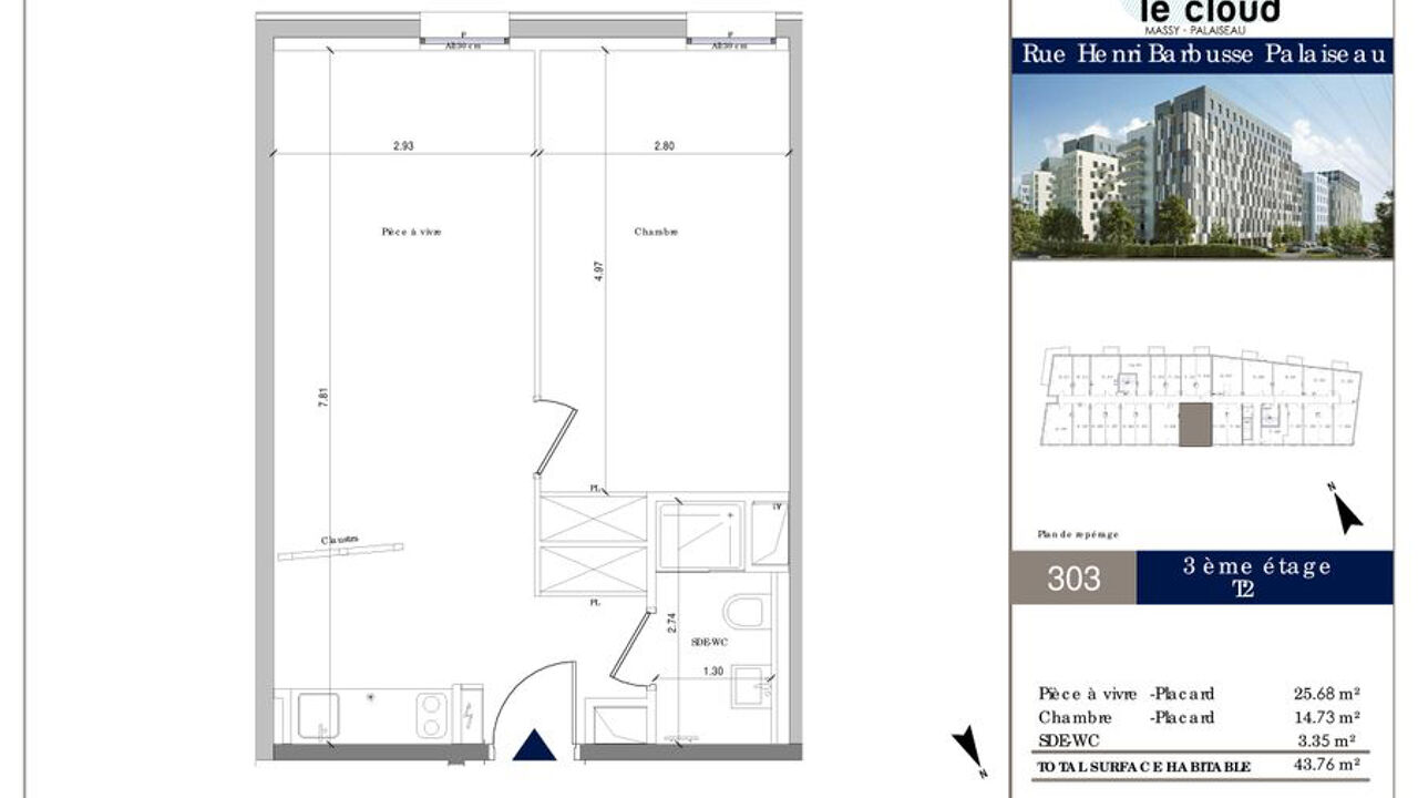 appartement 1 pièces 43 m2 à vendre à Palaiseau (91120)