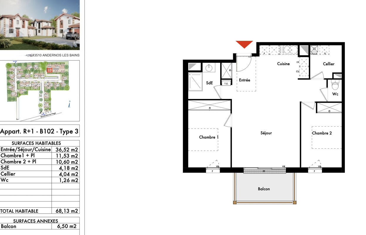 appartement 3 pièces 68 m2 à vendre à Andernos-les-Bains (33510)