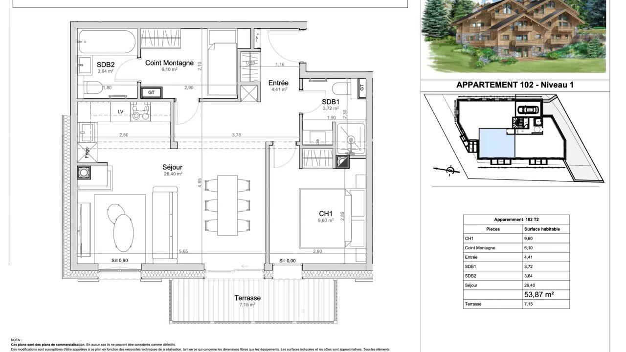 appartement 2 pièces 53 m2 à vendre à Les Allues (73550)