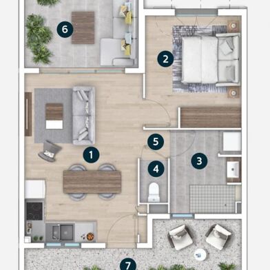 Appartement 2 pièces 49 m²